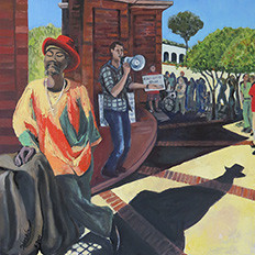 Long Shadow at the Clock Tower (Santa Cruz), 2014: 40'' x 30'', oil on canvas